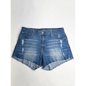 Levi Strauss Signature High-Rise Denim Shorts Women's 34W Distressed Raw Hem